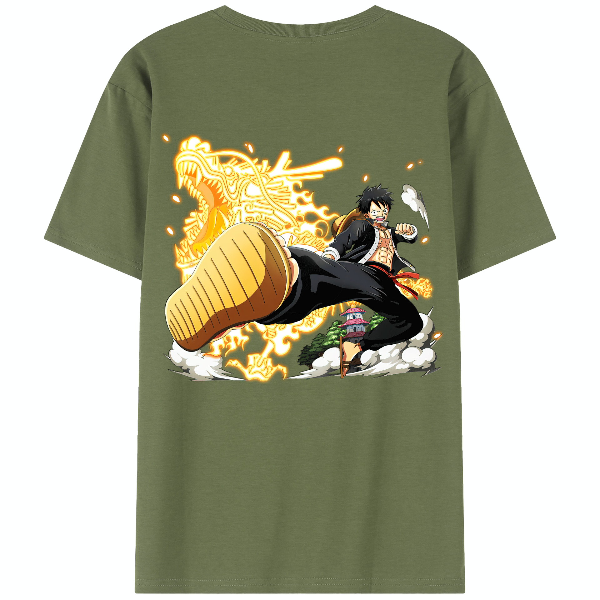 ワンピース モンキー・D・ルフィ ONE PIECE Monkey D. Luffy 綿100％半袖Tシャツ（背面プリント）